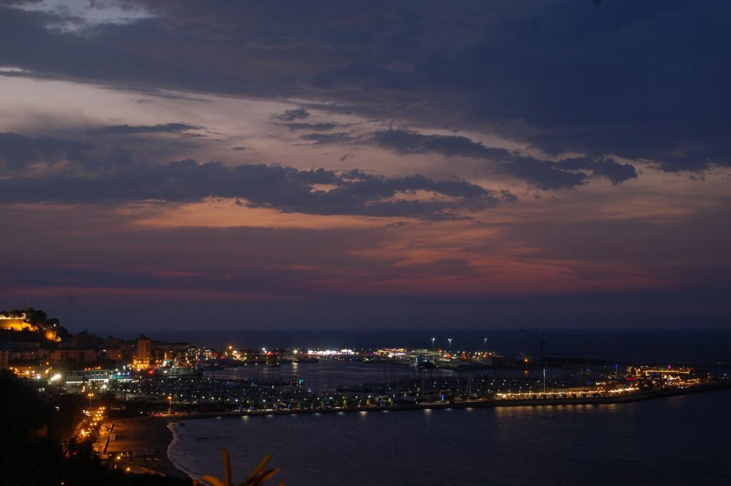 Dénia harbour and historic centre beside the Mediterranean