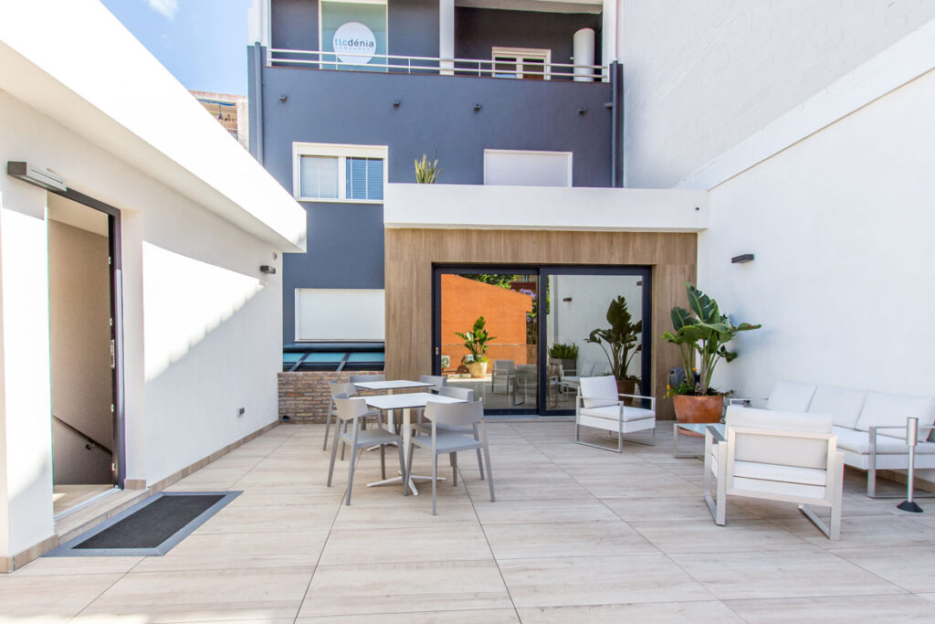 The terrace at TLC Dénia Spanish language school